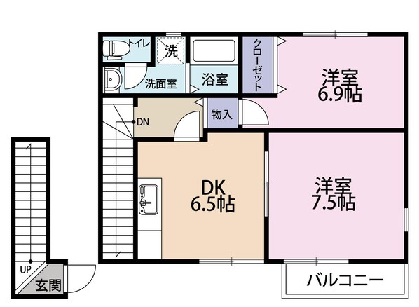 プリムローズB棟の物件間取画像